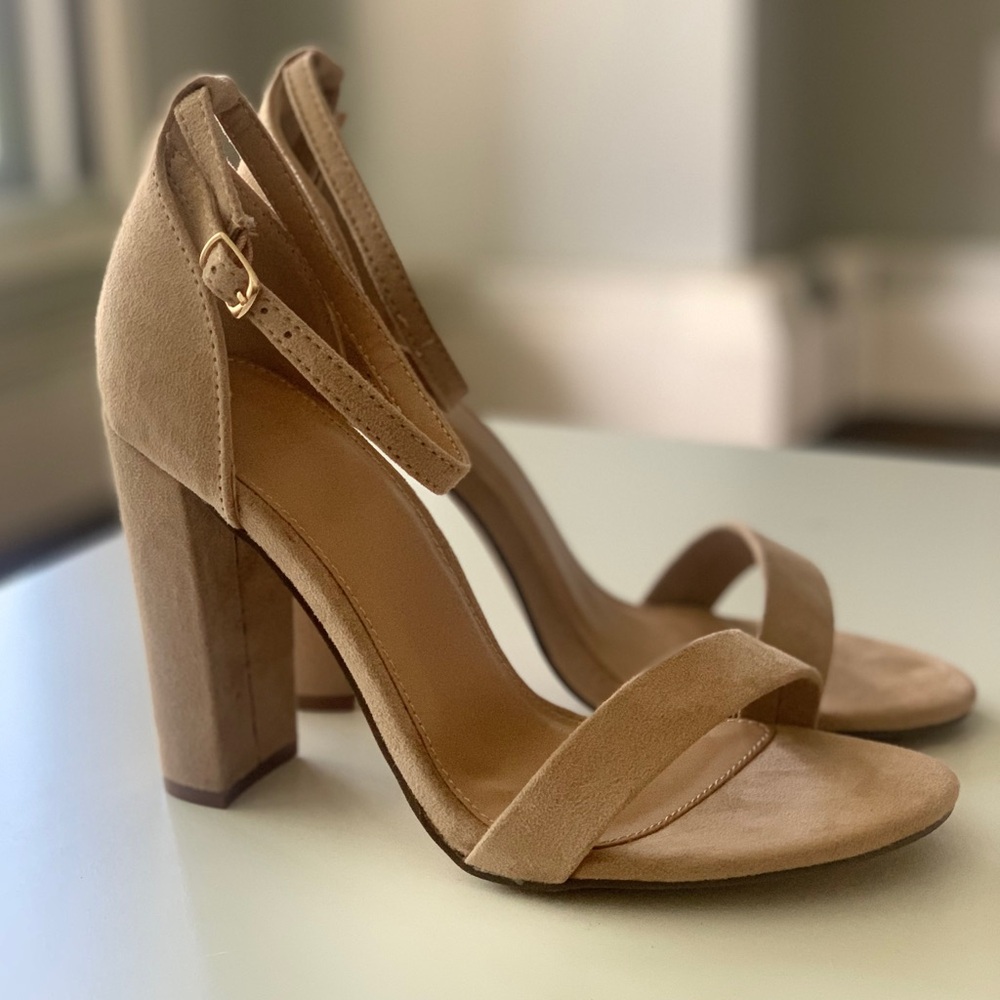 JustFab Tan Lorelai Block Heeled Sandal
